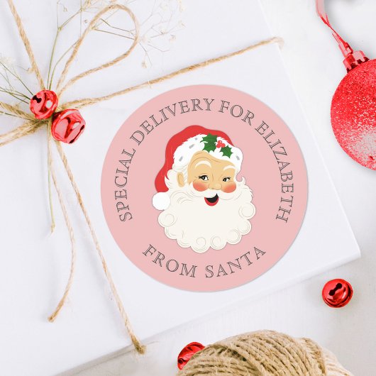 Cute Pink  kerstman Ronde Sticker