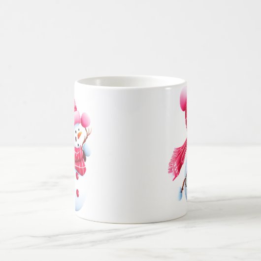 Cute Pink kerstman Snowman Koffiemok (Center)