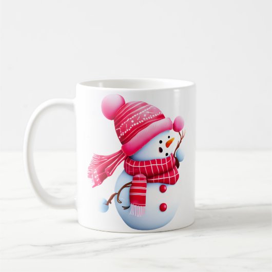 Cute Pink kerstman Snowman Koffiemok (Links)