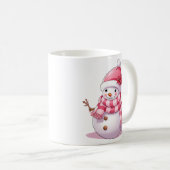 Cute Pink kerstman Snowman Koffiemok (Voorkant rechts)