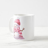 Cute Pink kerstman Snowman Koffiemok (Voorkant links)