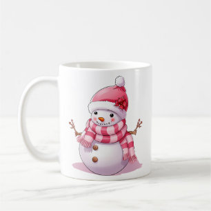 Cute Pink kerstman Snowman Koffiemok
