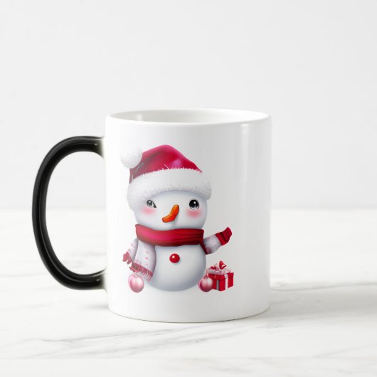 Cute Pink kerstman Snowman Magische Mok (Links)