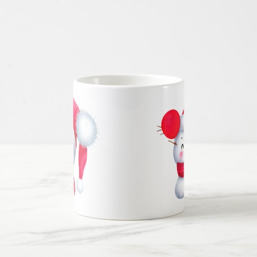 Cute Pink kerstman Snowman Magische Mok (Center)