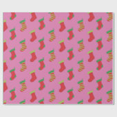 Cute Pink kerstmis Pattern Girls Cadeaupapier (Vlak)