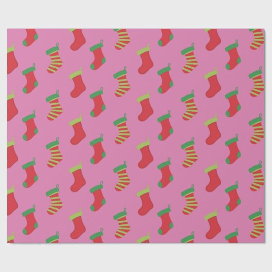 Cute Pink kerstmis Pattern Girls Cadeaupapier (Vlak)