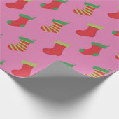 Cute Pink kerstmis Pattern Girls Cadeaupapier (Hoek)
