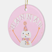 Cute Pink kerstmis Snowman Kinder Custom Keramisch Ornament (Links)