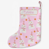 Cute Pink kerstmis Snowman Kinder Custom Kleine Kerstsok (Achterkant)