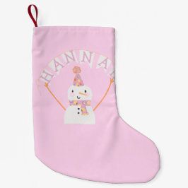 Cute Pink kerstmis Snowman Kinder Custom Kleine Kerstsok