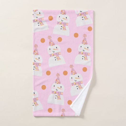 Cute Pink Kerstpoka Dot Snowman Handdoek (Handdoek)