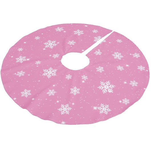 Cute Pink-kerstsnowflake-winterpatroon Kerstboom Rok (Gekanteld)