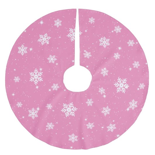 Cute Pink-kerstsnowflake-winterpatroon Kerstboom Rok (Voorkant)