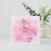Cute Pink Kerstwinter Flamingo Bird Feestdagenkaart (Staand voorkant)