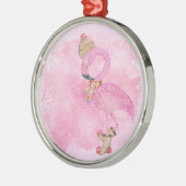 Cute Pink Kerstwinter Flamingo Bird Metalen Ornament (Links)