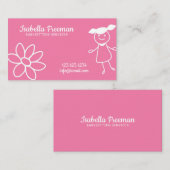 Cute Pink Kinder Childcare Babyzittend Visitekaartje (Voorkant / Achterkant)