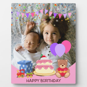 Cute Pink Kinder Toys Birthday Celebration Foto Fotoplaat