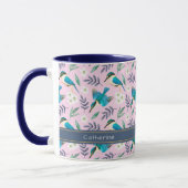 Cute Pink Kingfisher Birds Floral Pattern Name Mok (Links)