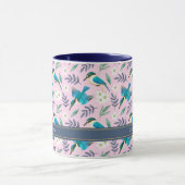 Cute Pink Kingfisher Birds Floral Pattern Name Mok (Midden)