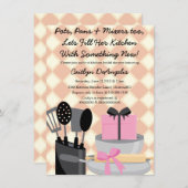Cute Pink Kitchen Gadget Bridal Shower-uitnodiging Kaart (Voorkant / Achterkant)