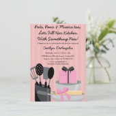 Cute Pink Kitchen Gadget Bridal Shower-uitnodiging Kaart (Staand voorkant)