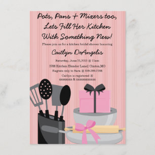 Cute Pink Kitchen Gadget Bridal Shower-uitnodiging Kaart
