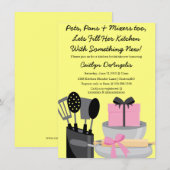 Cute Pink Kitchen Gadget Bridal Shower-uitnodiging Kaart (Voorkant / Achterkant)