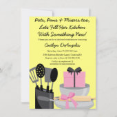 Cute Pink Kitchen Gadget Bridal Shower-uitnodiging Kaart (Voorkant)