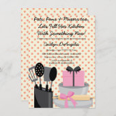 Cute Pink Kitchen Gadget Bridal Shower-uitnodiging Kaart (Voorkant / Achterkant)