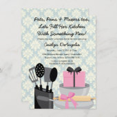 Cute Pink Kitchen Gadget Bridal Shower-uitnodiging Kaart (Voorkant / Achterkant)