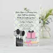 Cute Pink Kitchen Gadget Bridal Shower-uitnodiging Kaart (Staand voorkant)