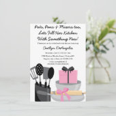 Cute Pink Kitchen Gadget Bridal Shower-uitnodiging Kaart (Staand voorkant)