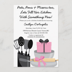 Cute Pink Kitchen Gadget Bridal Shower-uitnodiging Kaart