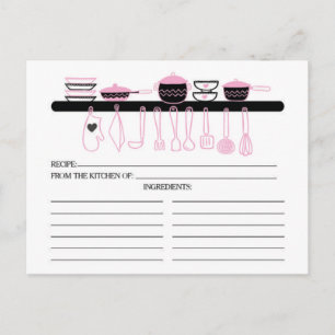 Cute Pink Kitchen Gadgets Bridal Recipcard Briefkaart