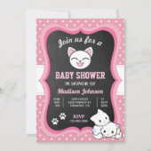 Cute Pink Kitten Baby shower Kaart (Voorkant)