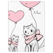 Cute Pink Kitten Cats Hearts Clipboard  Klembord (Achterkant)