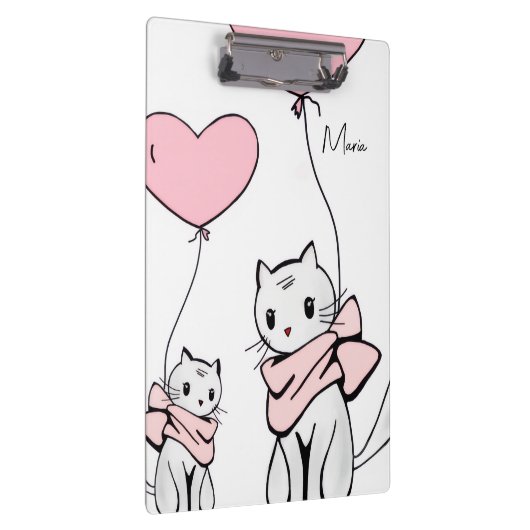 Cute Pink Kitten Cats Hearts Clipboard  Klembord (Rechts)