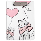 Cute Pink Kitten Cats Hearts Clipboard  Klembord (Voorkant)