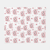 Cute Pink Kittens and Hearts Pattern for Kids Fleece Deken (Voorkant (Horizontaal))