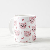 Cute Pink Kittens and Hearts Pattern for Kids Koffiemok (Voorkant links)