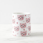 Cute Pink Kittens and Hearts Pattern for Kids Koffiemok (Center)
