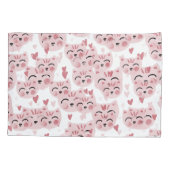 Cute Pink Kittens and Hearts Pattern for Kids Kussensloop (Achterkant)