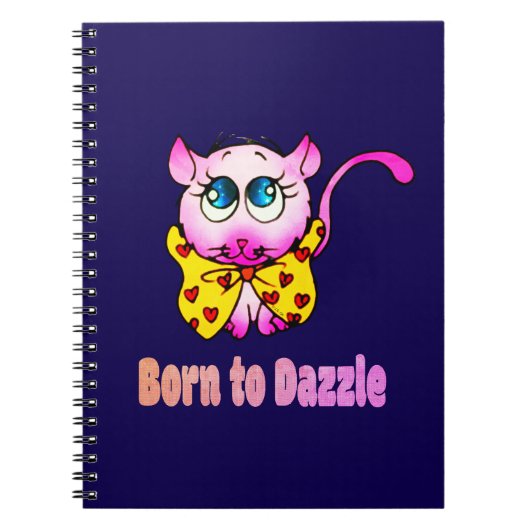 Cute Pink Kitty - Born to Dazzle Art Notitieboek (Voorkant)