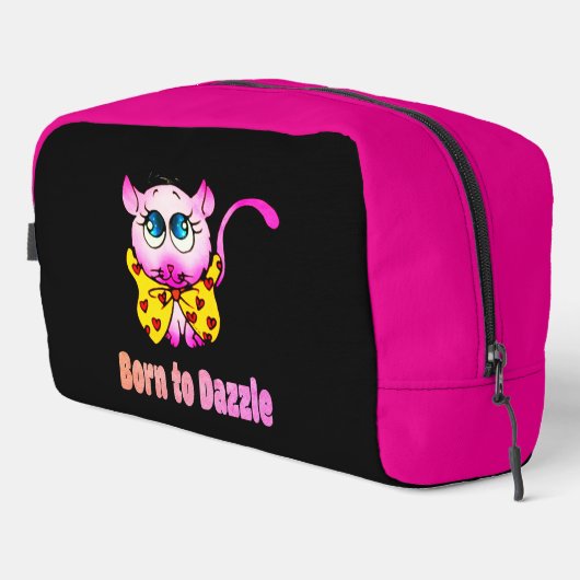 Cute Pink Kitty - Born to Dazzle Art Toilettasje (Rechterhoek)