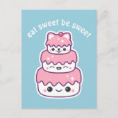 Cute Pink Kitty Cat Cake Briefkaart (Voorkant)