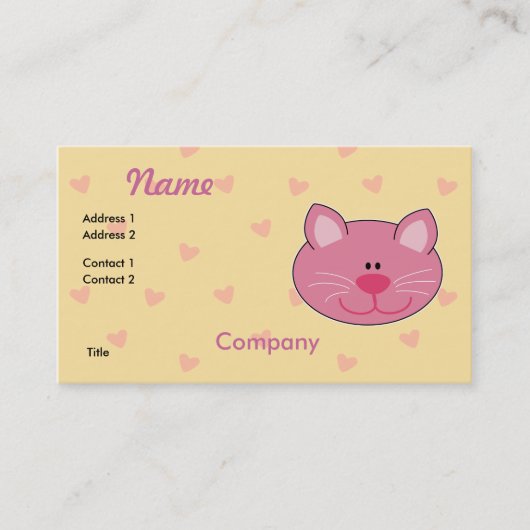 Cute Pink Kitty Cat Visitekaartje (Voorkant)