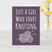 Cute Pink Knitter Cards Knitting Hobby Kaart (Gele Bloem)
