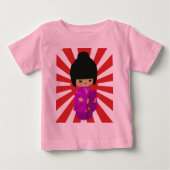 Cute Pink Kokeshi Doll over stijgende zon (Voorkant)
