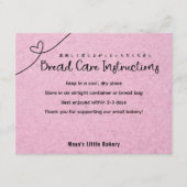 Cute Pink Kraft Heart Bread Care Instructions Bedankkaart (Voorkant)