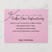 Cute Pink Kraft Heart Cookie Care Instructions Bedankkaart (Voorkant)